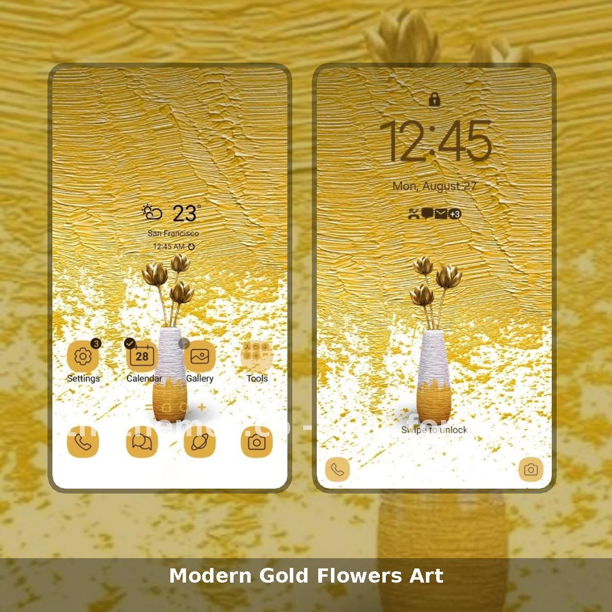 Modern Gold Flowers Art