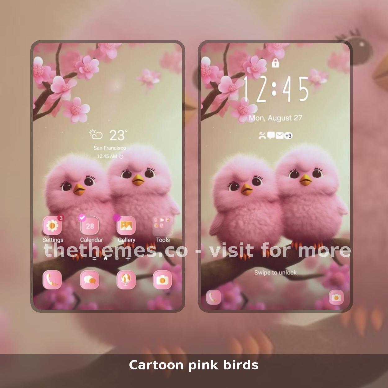 Cartoon pink birds