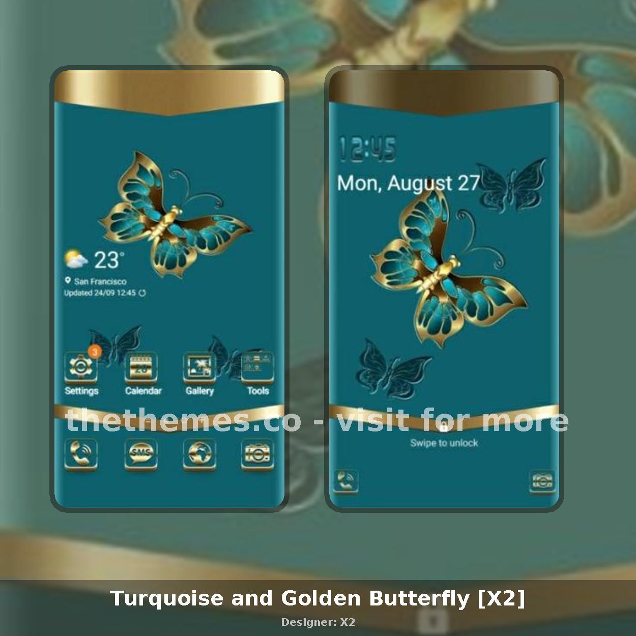 Turquoise and Golden Butterfly [X2]