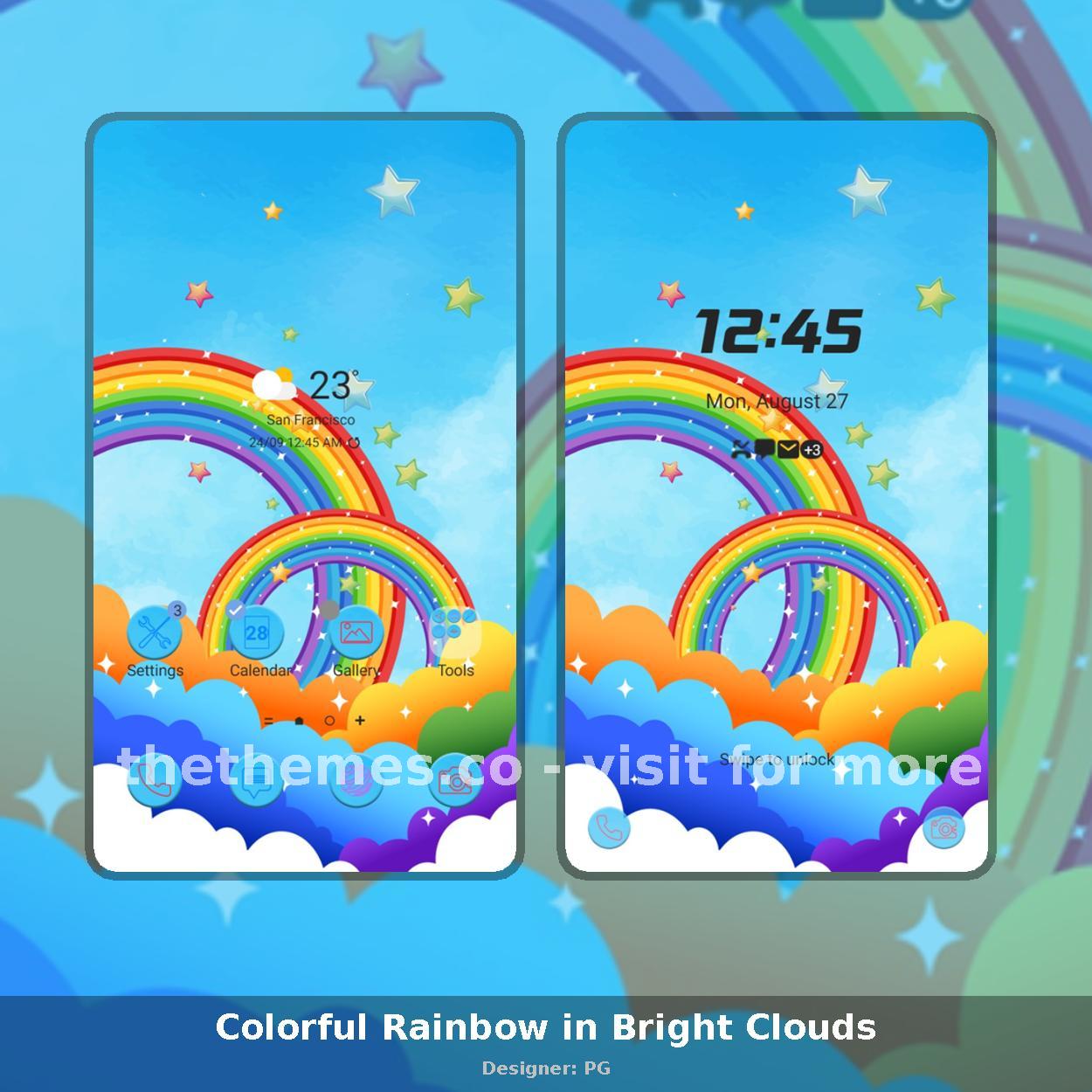 Colorful Rainbow in Bright Clouds