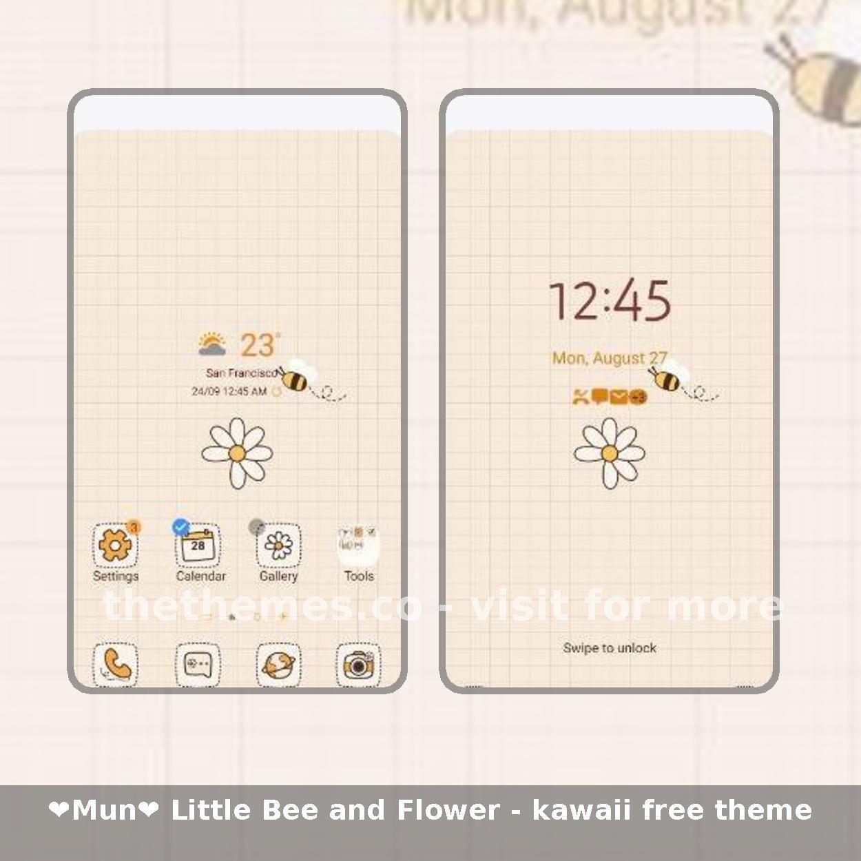 ❤Mun❤ Little Bee and Flower - kawaii free theme