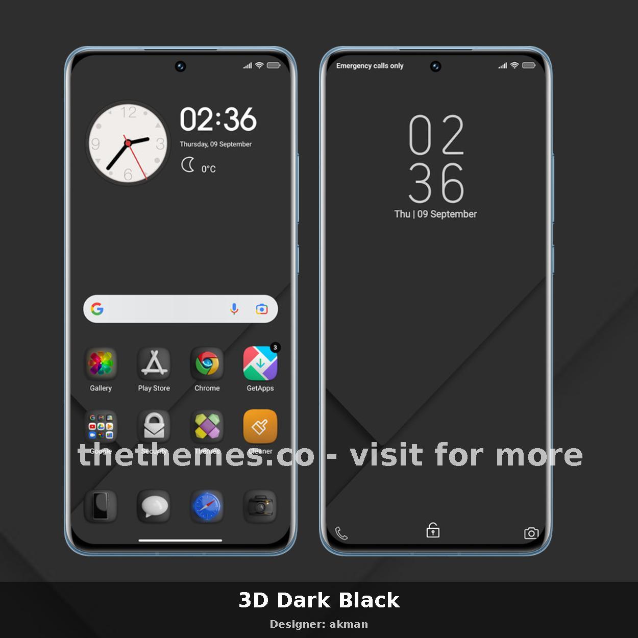 3D Dark Black