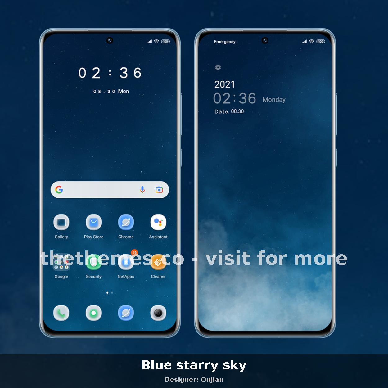Blue starry sky