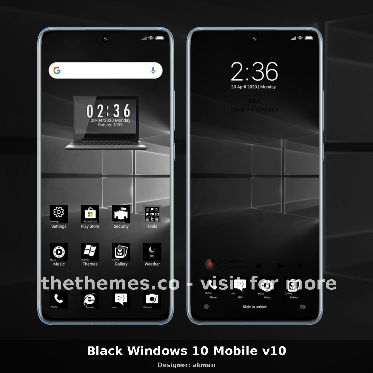 Black Windows 10 Mobile v10